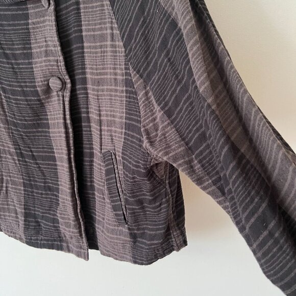 Mao Mam Thailand Black Gray Checked Jacket Women's Size Large - Picture 3 of 8
